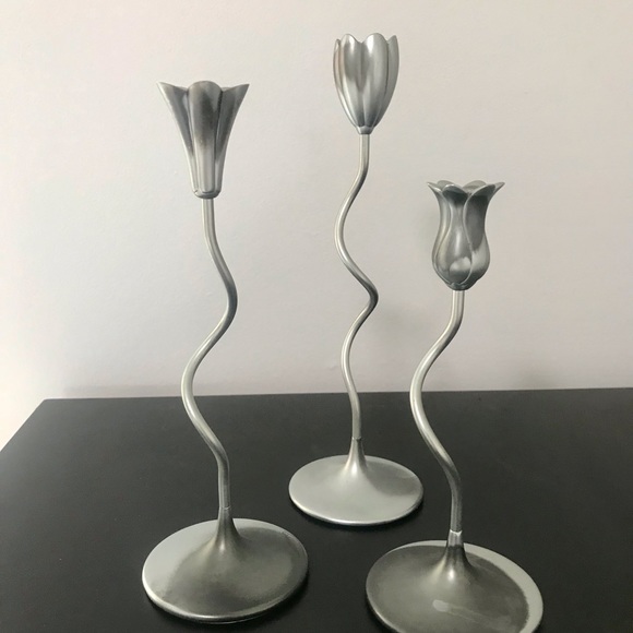 Funky Modern Flower Candlestick Holders / Decor.